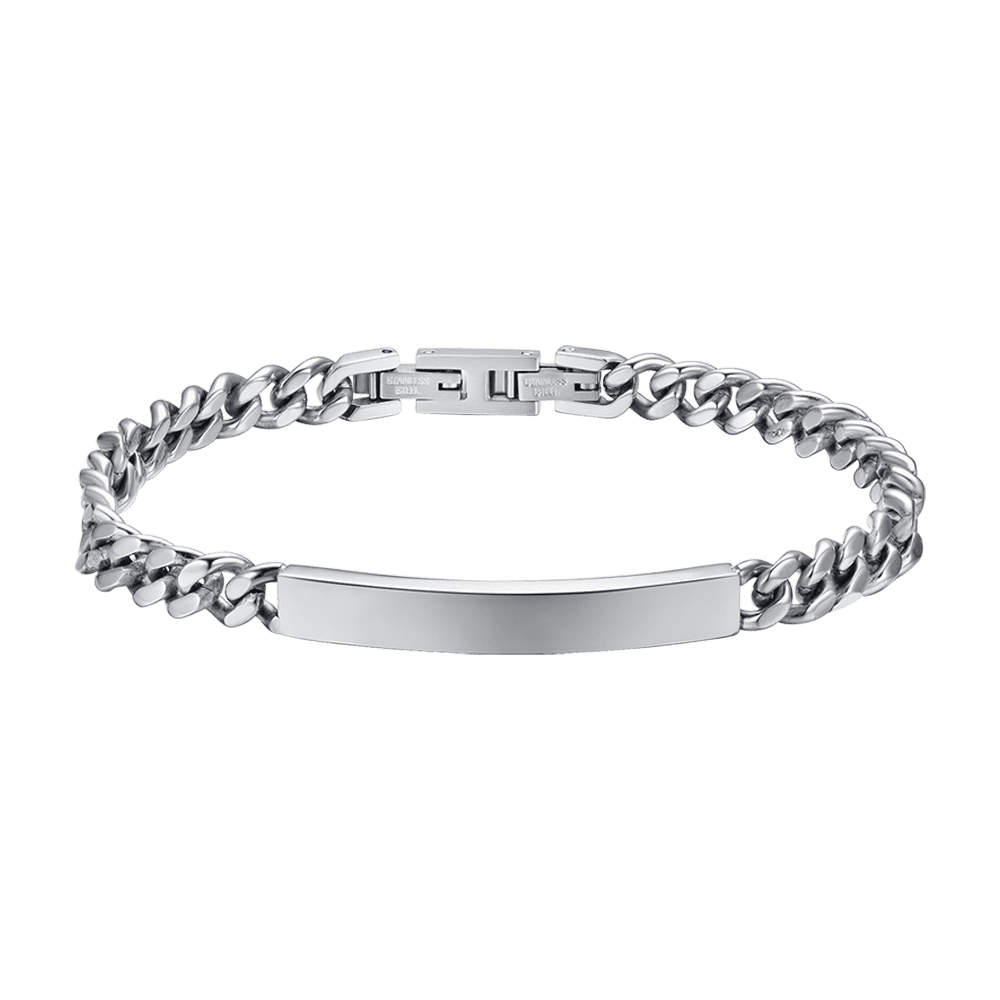 BRACELET D'ACIER POUR HOMME AVEC PLAQUE D'ARGENT Luca Barra