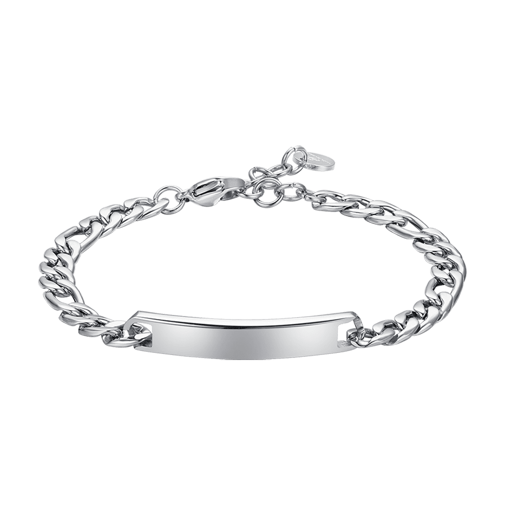 BRACELET D'ACIER POUR HOMME AVEC PLAQUE D'ARGENT Luca Barra