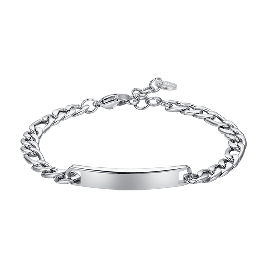 BRACELET D'ACIER POUR HOMME AVEC PLAQUE D'ARGENT Luca Barra