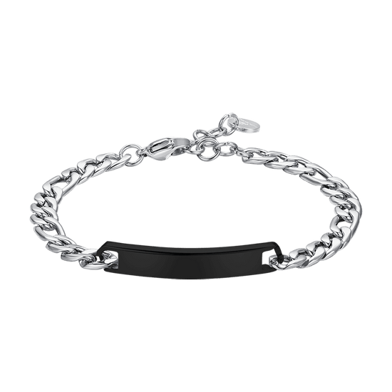 BRACELET HOMME EN ACIER AVEC PLAQUE IP NOIRE