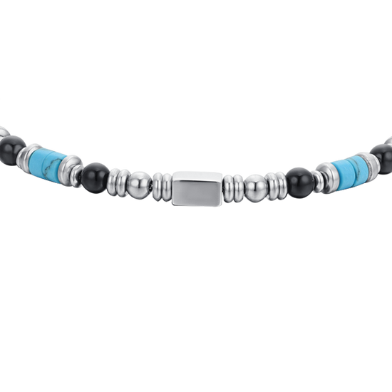 BRACELET HOMME EN ACIER AVEC AGATE NOIRE