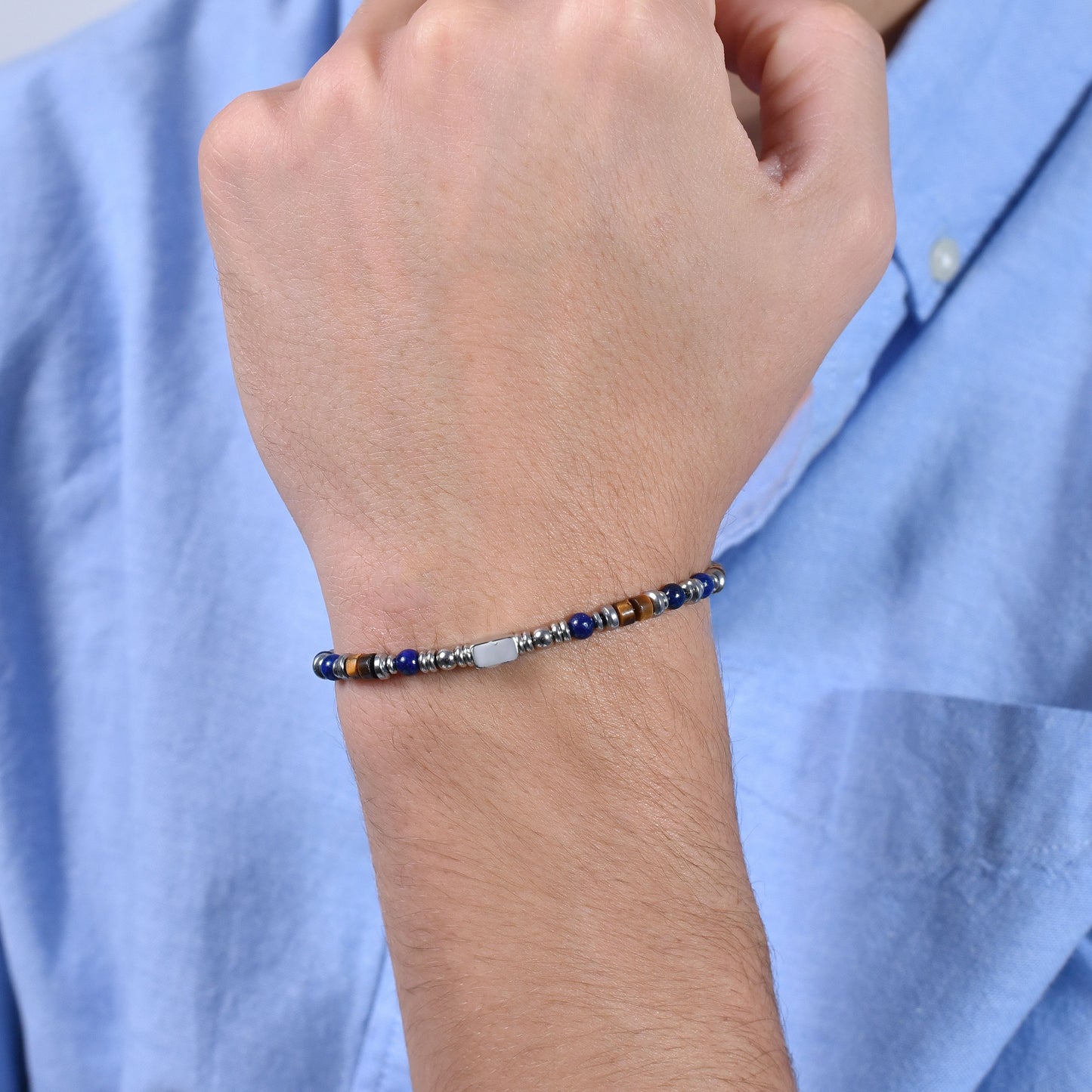 BRACELET HOMME EN ACIER AVEC PIERRE LAPIS Luca Barra