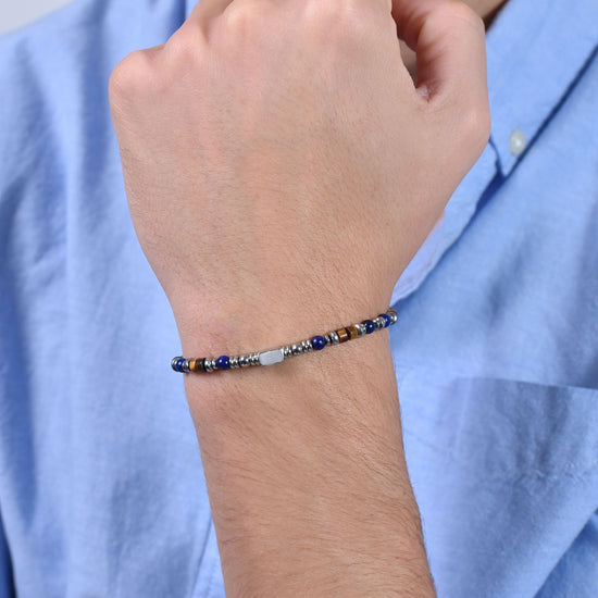 BRACELET HOMME EN ACIER AVEC PIERRE LAPIS Luca Barra