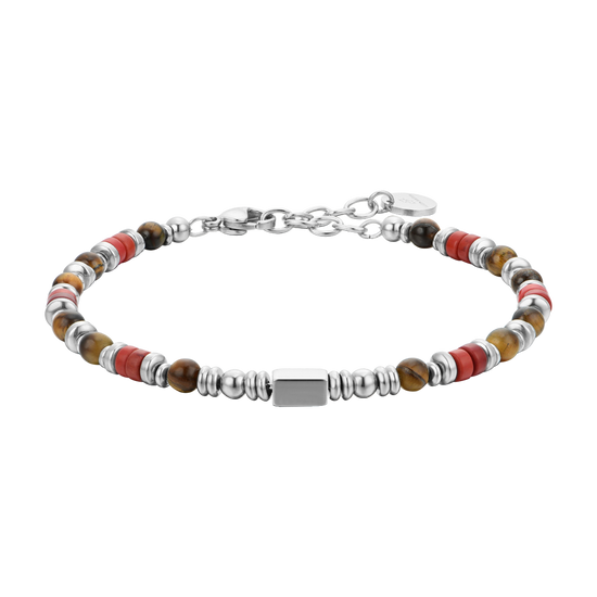 BRACELET HOMME EN ACIER AVEC PIERRE OEIL DE TIGRE