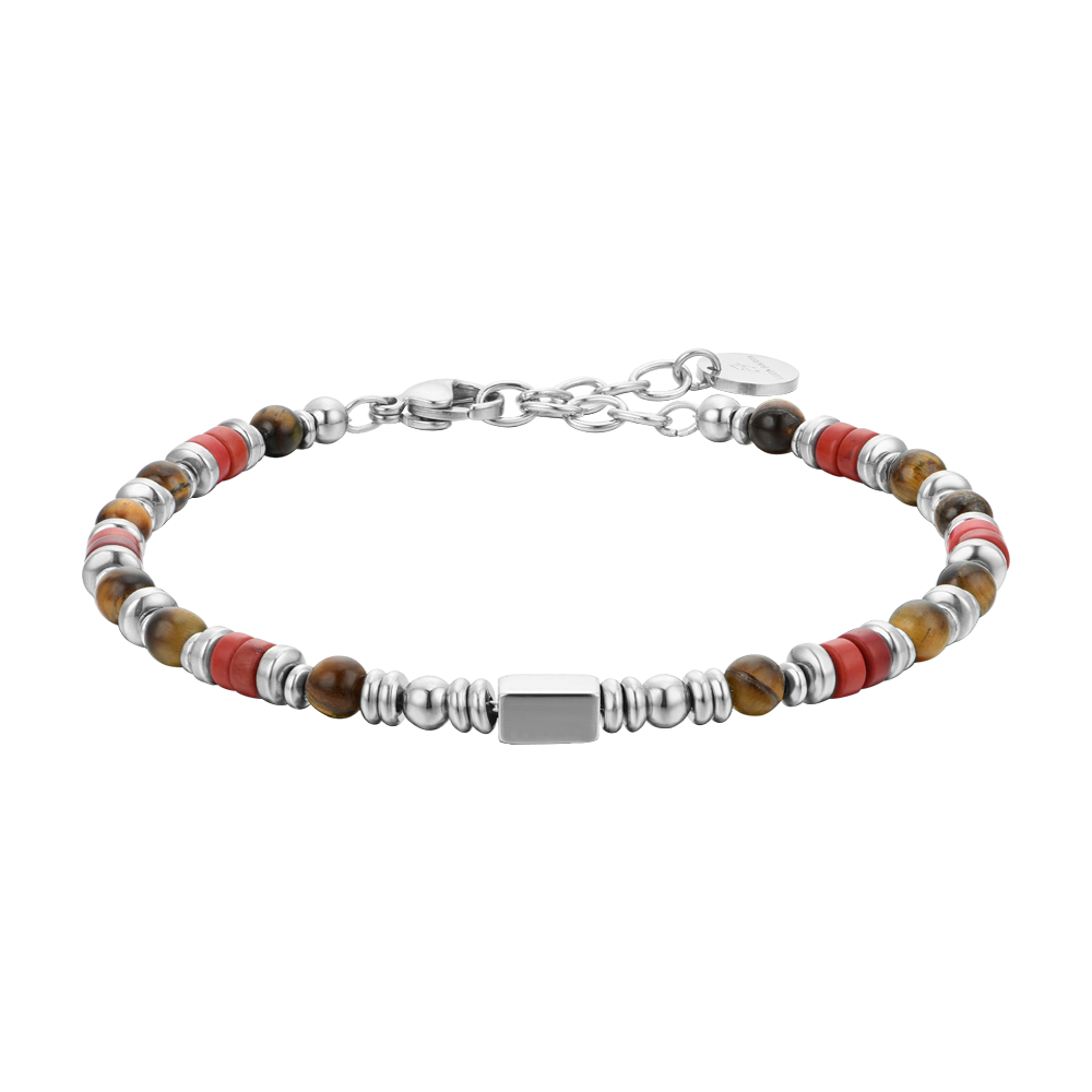 BRACELET HOMME EN ACIER AVEC PIERRE OEIL DE TIGRE