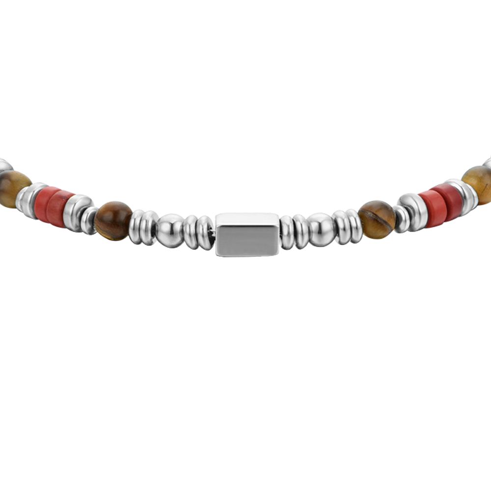 BRACELET HOMME EN ACIER AVEC PIERRE OEIL DE TIGRE