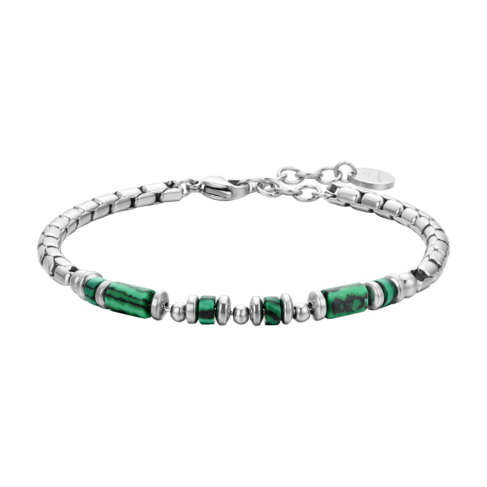 BRACELET HOMME EN ACIER MALACHITE VERTE