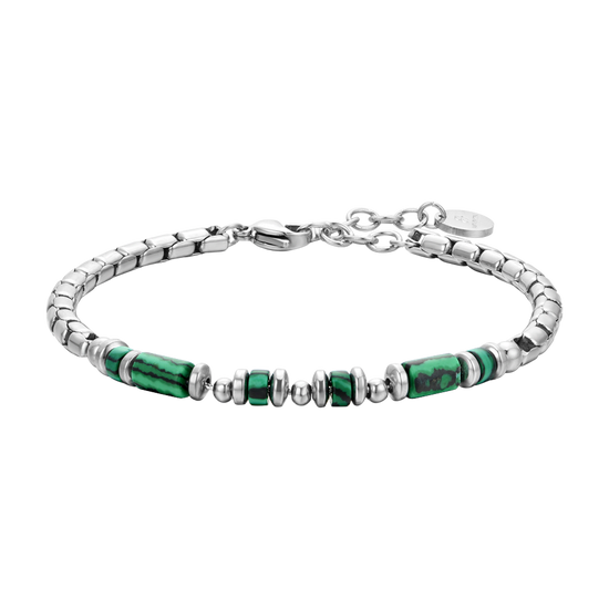 BRACELET HOMME EN ACIER MALACHITE VERTE