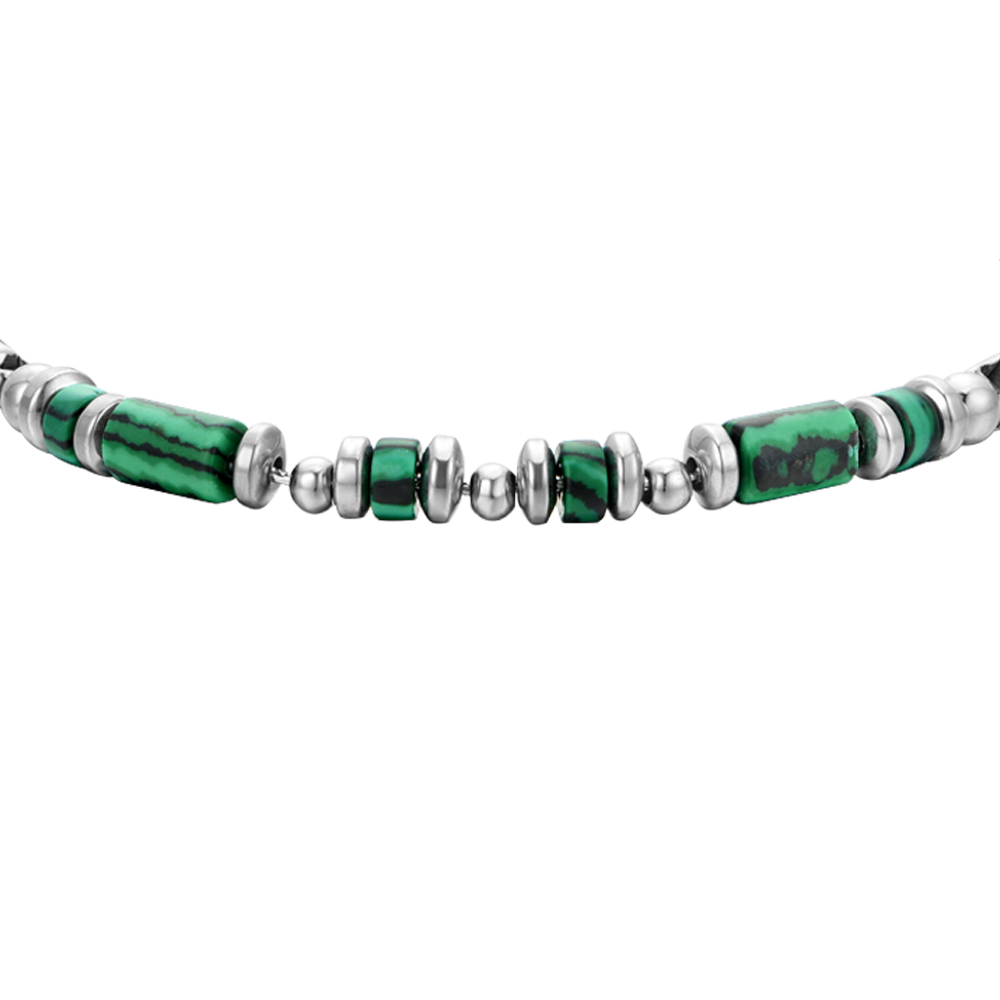 BRACELET HOMME EN ACIER MALACHITE VERTE