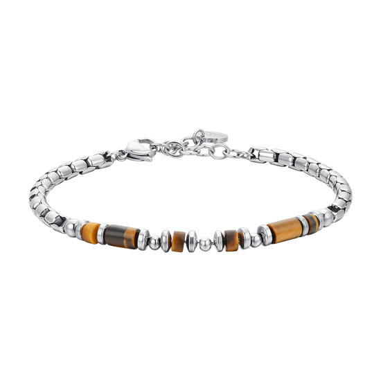 BRACELET HOMME EN ACIER AVEC PIERRE OEIL DE TIGRE