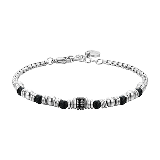 BRACELET ET ÉLÉMENTS EN ACIER AGATE NOIR POUR HOMME