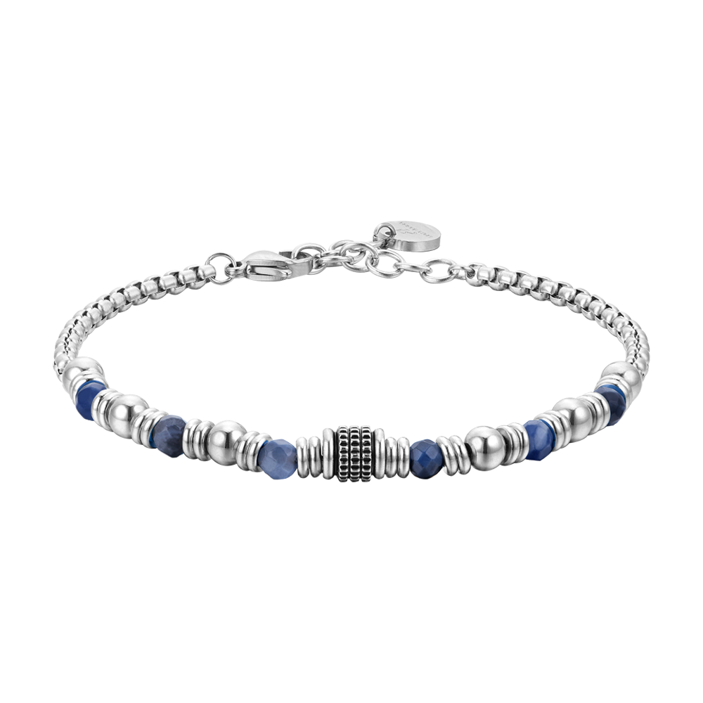 BRACELET HOMME EN ACIER SODALITE BLEU