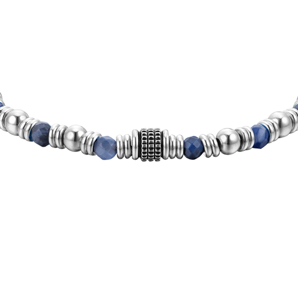 BRACELET HOMME EN ACIER SODALITE BLEU