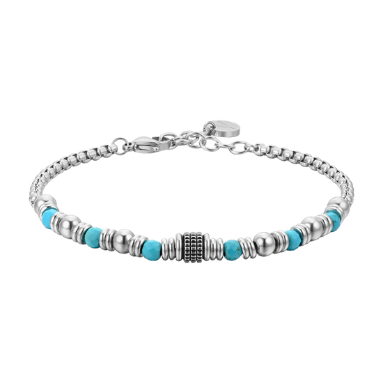 BRACELET HOMME EN ACIER AVEC PIERRES TURQUOISES