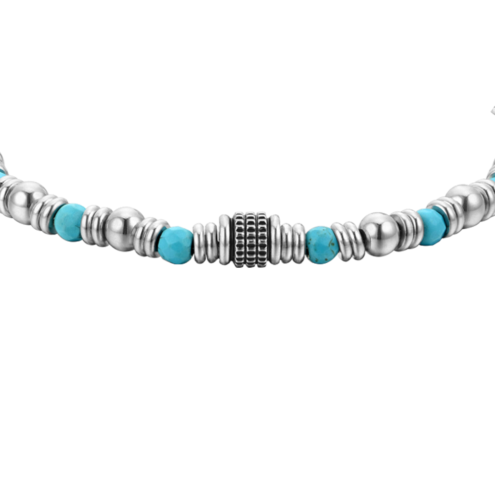 BRACELET HOMME EN ACIER AVEC PIERRES TURQUOISES