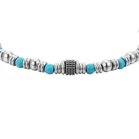 BRACELET HOMME EN ACIER AVEC PIERRES TURQUOISES