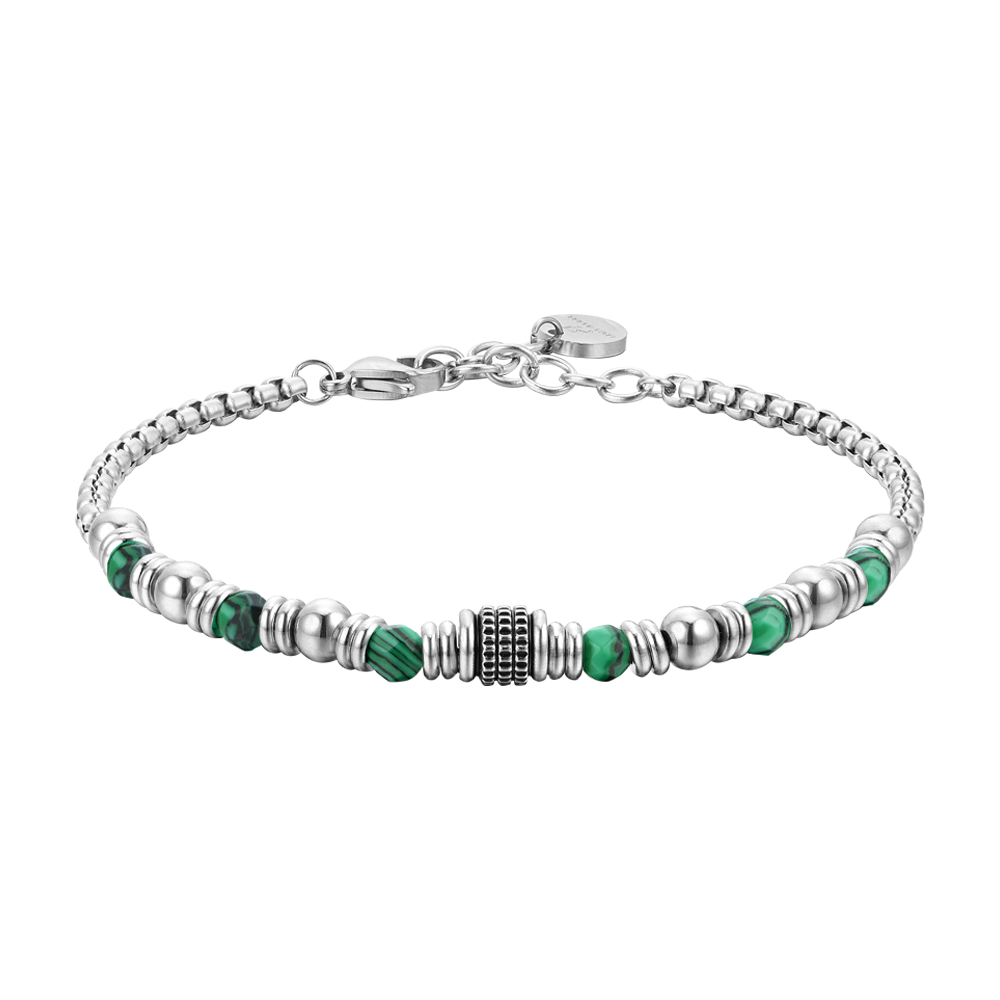 BRACELET HOMME EN ACIER MALACHITE VERTE