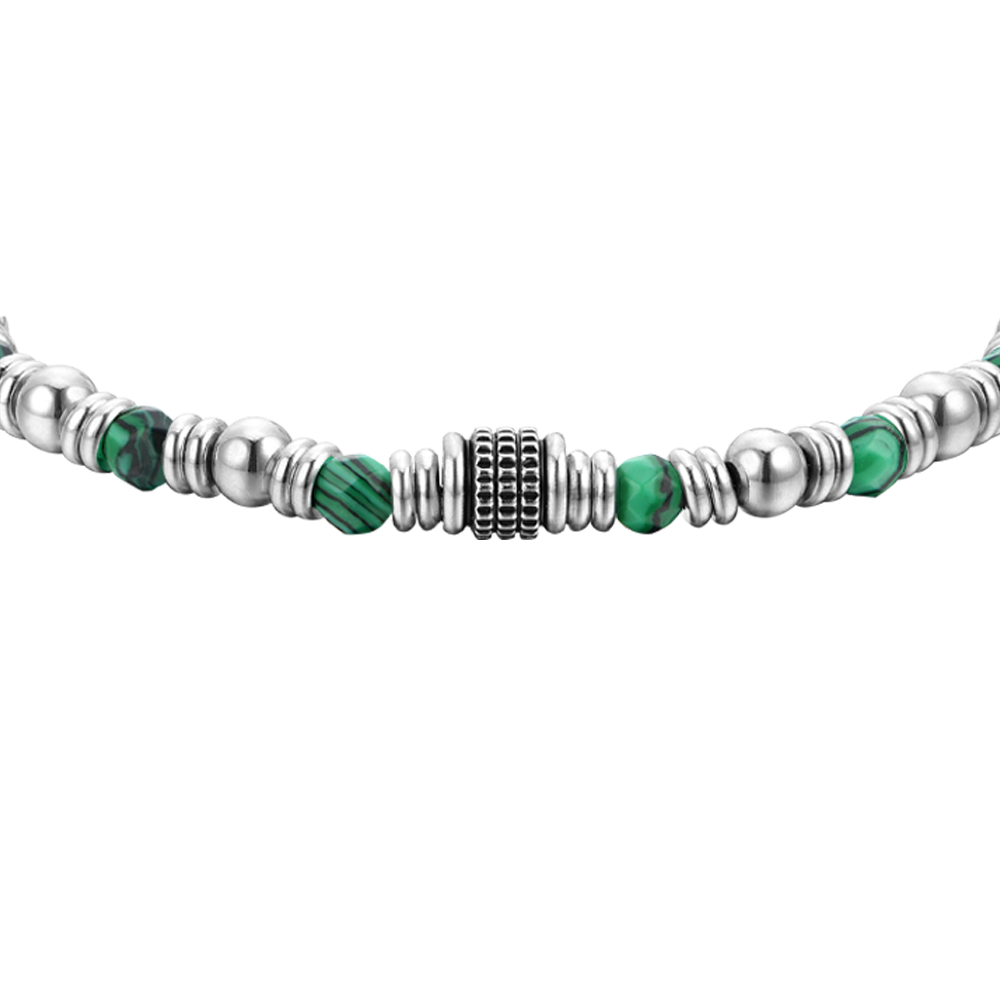 BRACELET HOMME EN ACIER MALACHITE VERTE