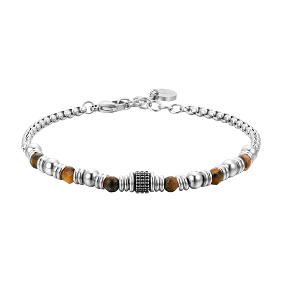 BRACELET HOMME EN ACIER AVEC PIERRE OEIL DE TIGRE