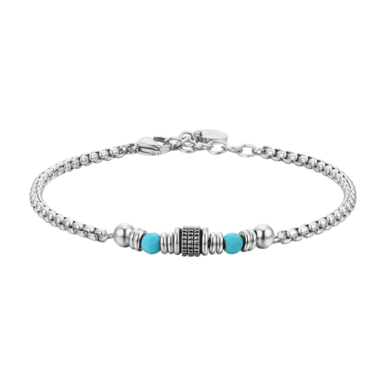 BRACELET HOMME EN ACIER AVEC PIERRES TURQUOISES