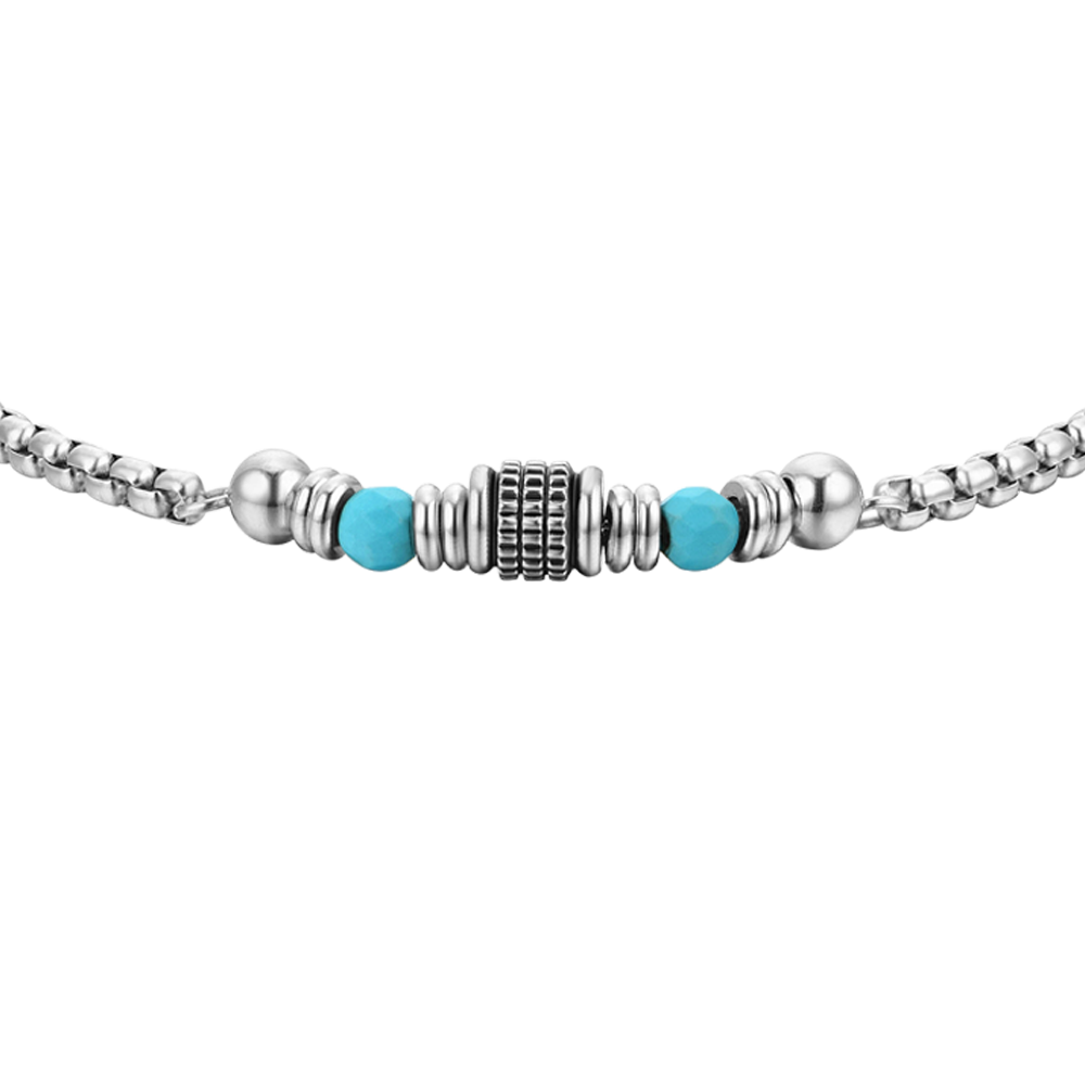 BRACELET HOMME EN ACIER AVEC PIERRES TURQUOISES