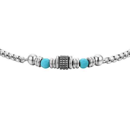 BRACELET HOMME EN ACIER AVEC PIERRES TURQUOISES