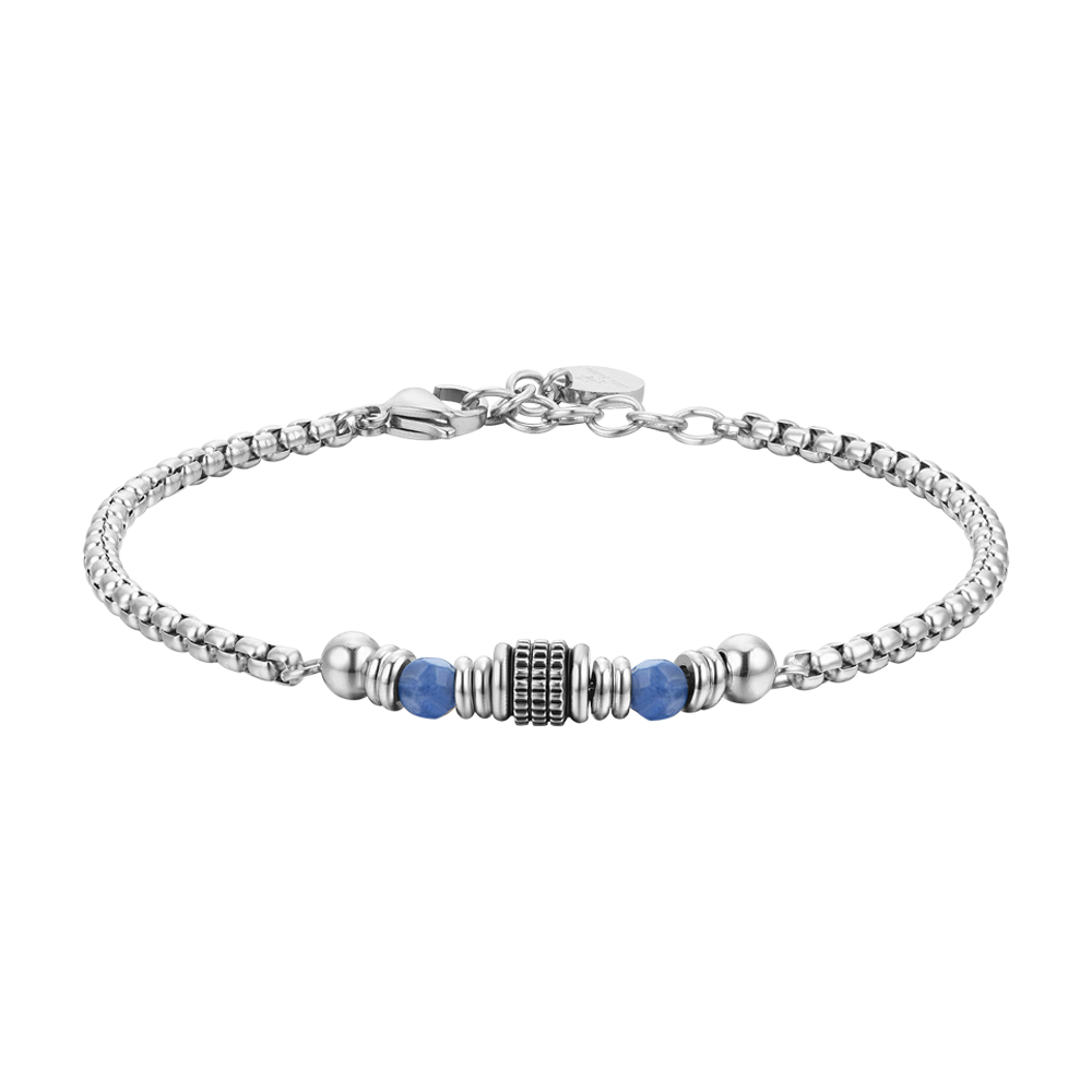 BRACELET HOMME EN ACIER SODALITE BLEU