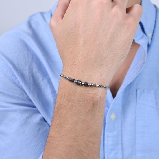 BRACELET HOMME EN ACIER SODALITE BLEU