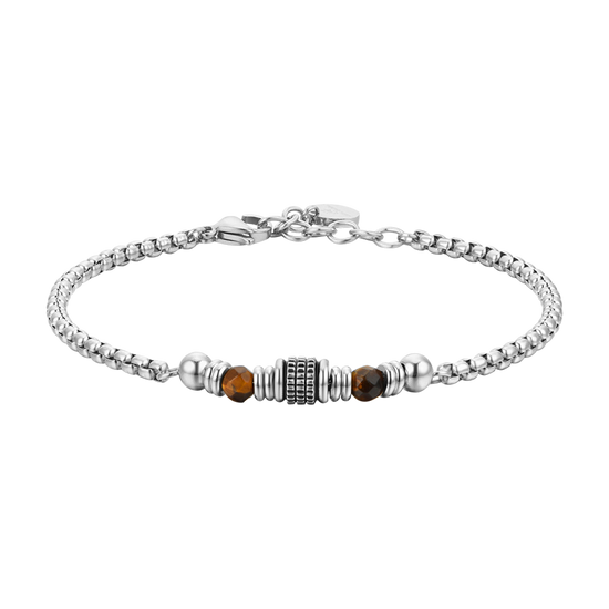 BRACELET POUR HOMME EN PIERRES D'ACIER ŒIL DE TIGRE Luca Barra