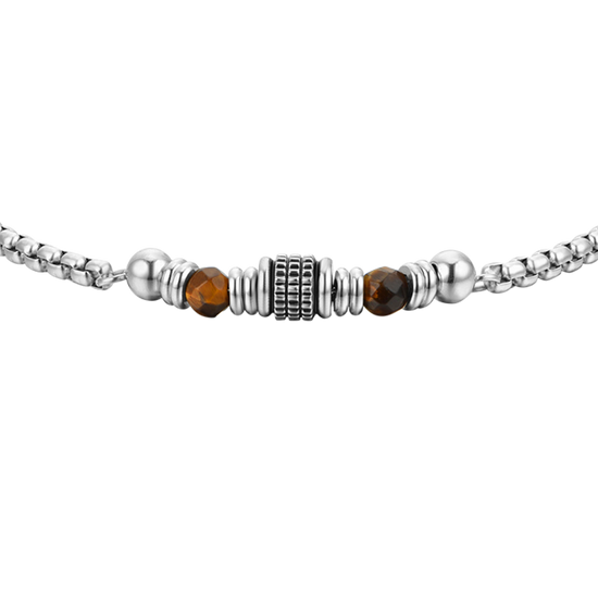 BRACELET HOMME EN ACIER AVEC PIERRE OEIL DE TIGRE