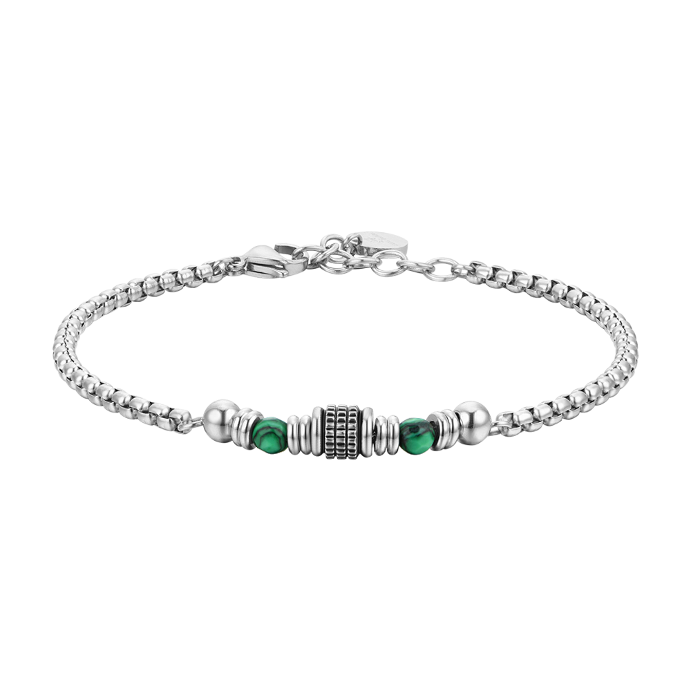 BRACELET HOMME EN ACIER MALACHITE VERTE