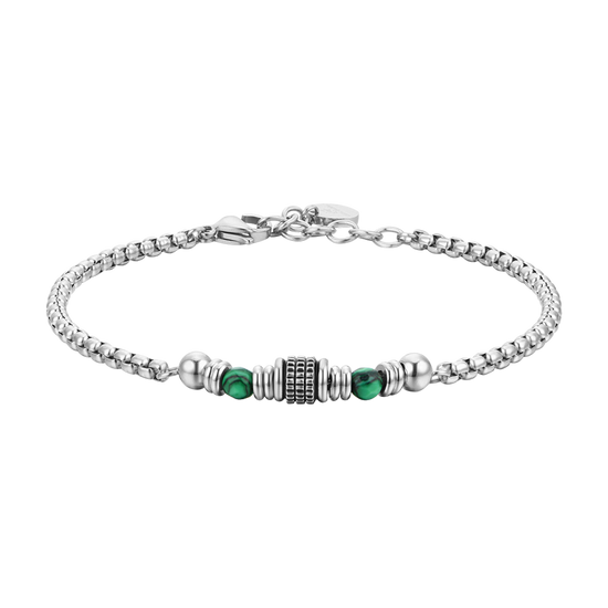 BRACELET HOMME EN ACIER MALACHITE VERTE