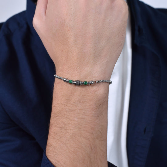 BRACELET HOMME EN ACIER MALACHITE VERTE