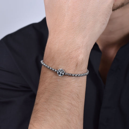 BRACELET HOMME EN ACIER ARBRE DE VIE