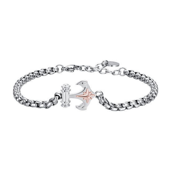 BRACELET HOMME EN ACIER AVEC ANCRE ET ROSE DES VENTS