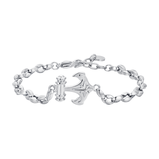 BRACELET HOMME EN ACIER AVEC ANCRE ET ROSE DES VENTS