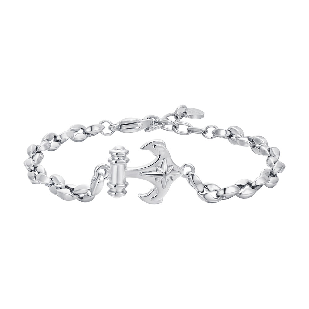 BRACELET HOMME EN ACIER AVEC ANCRE ET ROSE DES VENTS