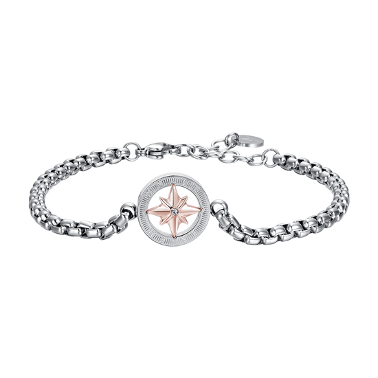 BRACELET HOMME EN ACIER AVEC ROSE IP ROSE DES VENTS