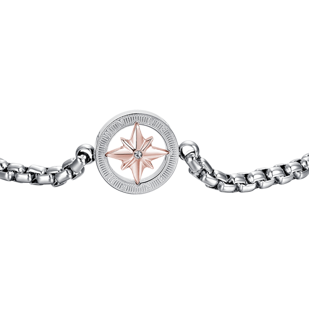 BRACELET HOMME EN ACIER AVEC ROSE IP ROSE DES VENTS