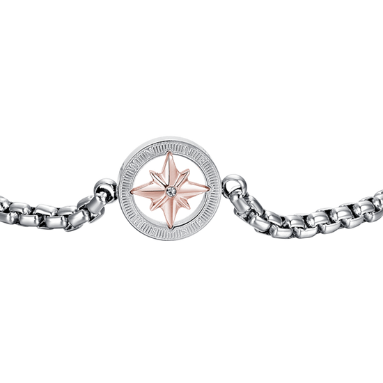 BRACELET HOMME EN ACIER AVEC ROSE IP ROSE DES VENTS