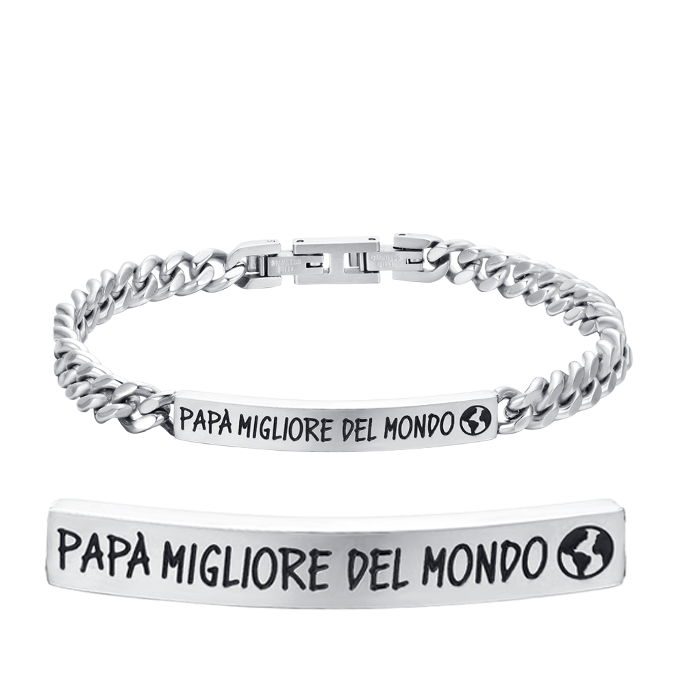 BRACELET HOMME EN ACIER MEILLEUR PAPA DU MONDE