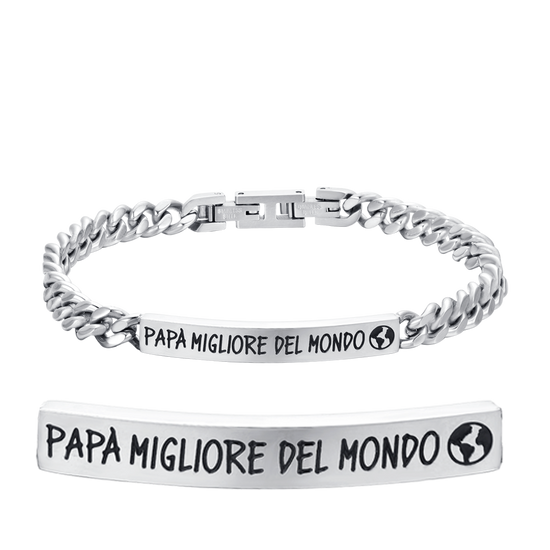 BRACELET HOMME EN ACIER MEILLEUR PAPA DU MONDE