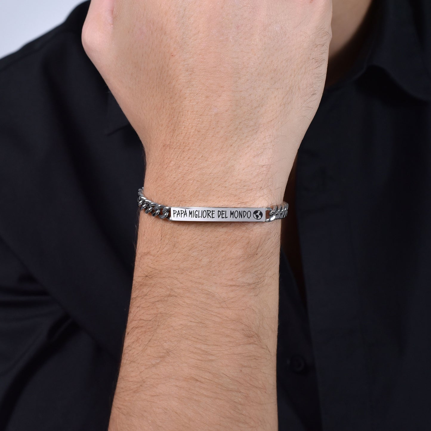 BRACELET HOMME EN ACIER MEILLEUR PAPA DU MONDE