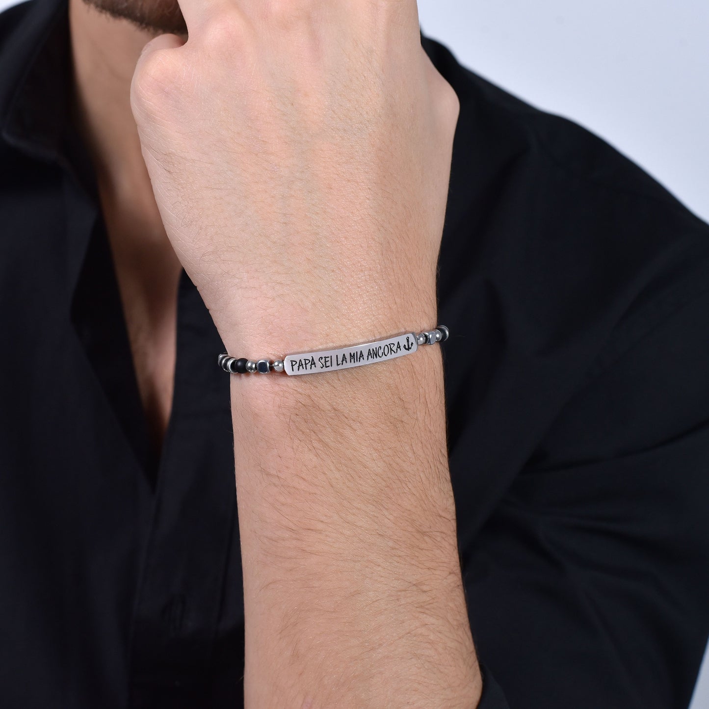 BRACELET HOMME EN ACIER DADDY YOU ARE MY ANCHOR