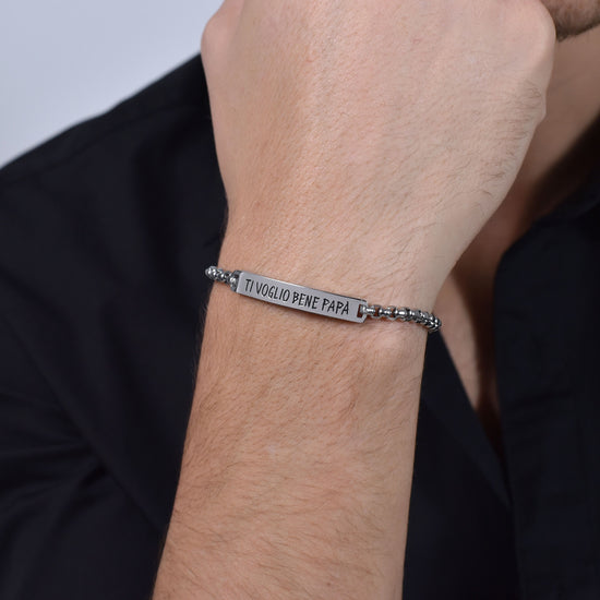 BRACELET HOMME ACIER JE T'AIME PAPA