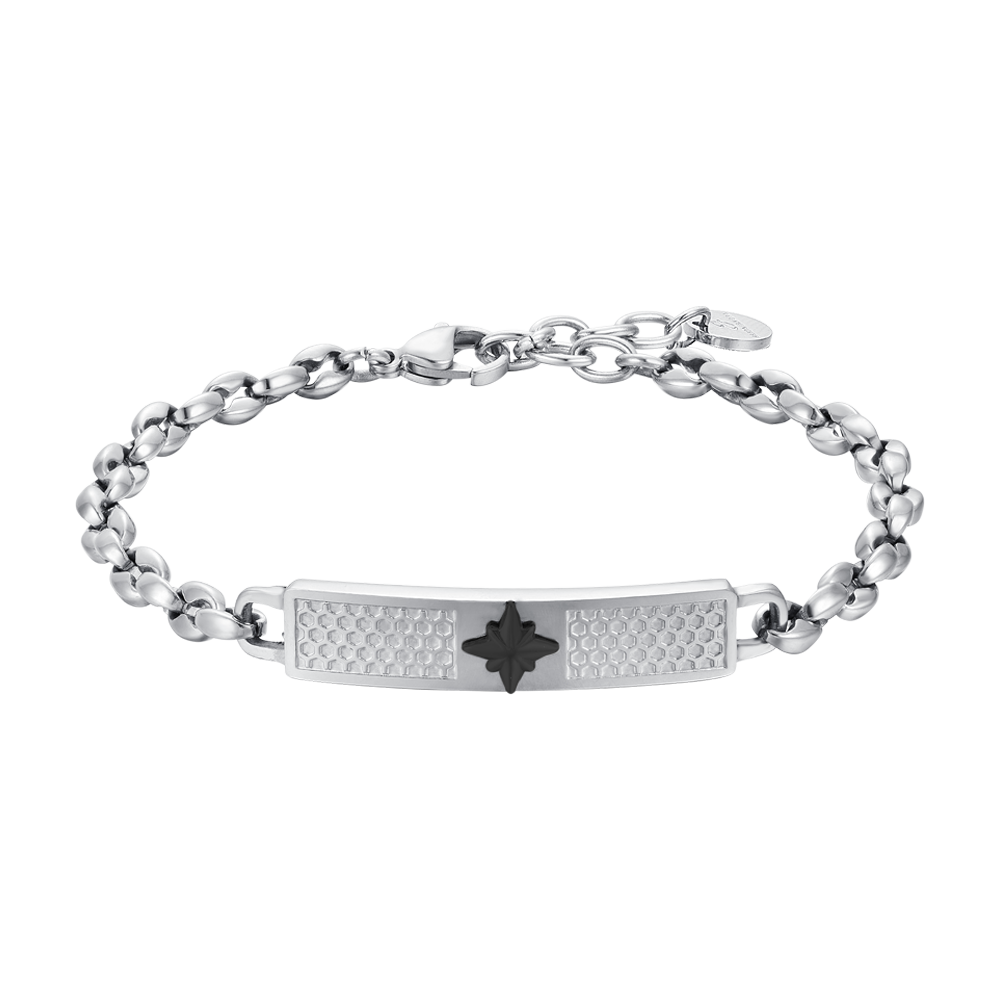 BRACELET HOMME EN ACIER AVEC PLAQUE ROSE DES VENTS