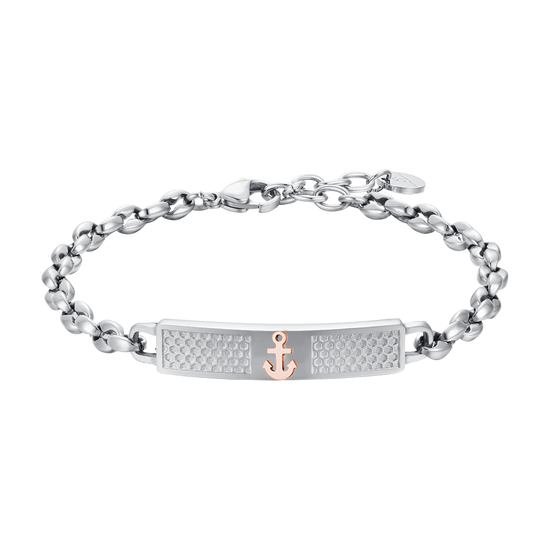 BRACELET HOMME EN ACIER AVEC ANCRE ROSE IP