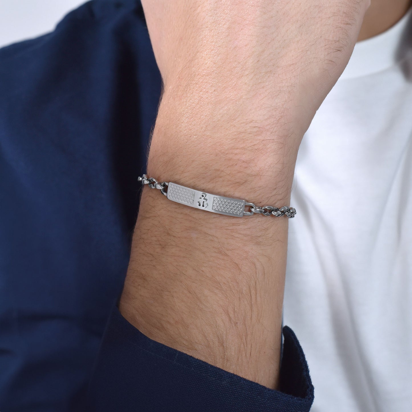 BRACELET HOMME EN ACIER AVEC ANCRE ROSE IP