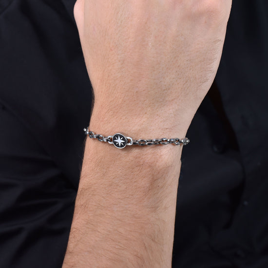 BRACELET HOMME EN ACIER AVEC ROSE DES VENTS