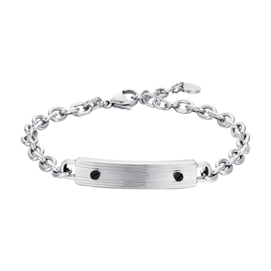 BRACELET POUR HOMME EN ACIER AVEC ÉLÉMENTS NOIRS